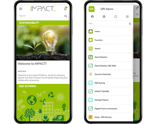 IMPACT ESG APP utilizzata da mobile